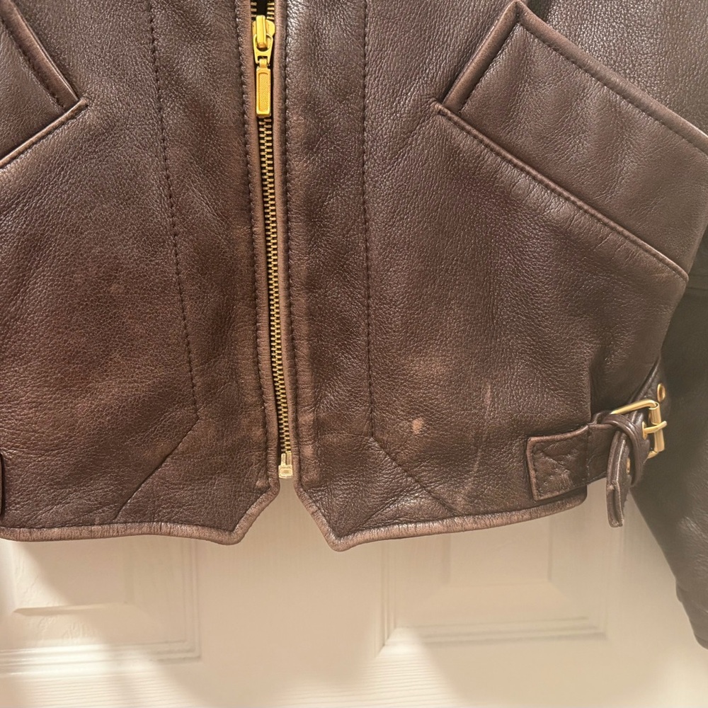 Women’s Leather Bomber Jacket - Picture 4 of 5